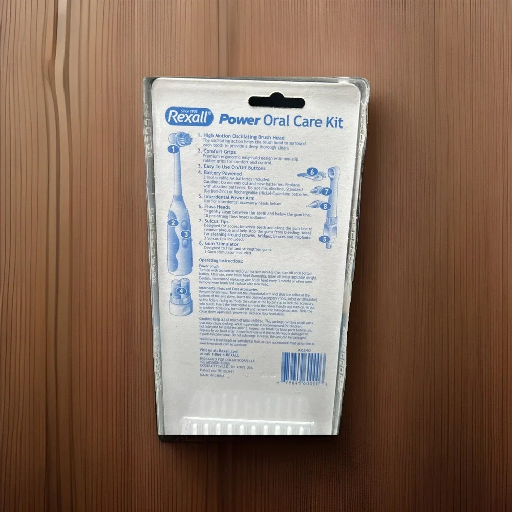 Sealed Rexall Power Oral Care Kit Toothbrush Remove Plaque Strengthen‎ Gums New